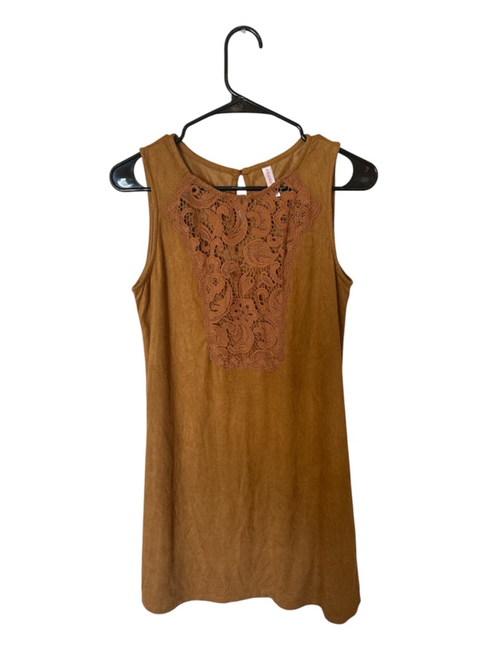 Xhilaration Brown Lace-Panel Tank Dress